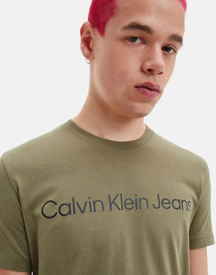 Calvin Klein Institutional Logo Slim Olive T-Shirt - Subwear