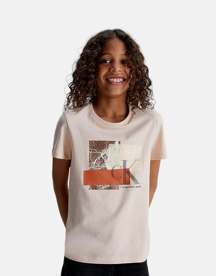 Calvin Klein Kids Layered Monogram Boxy Pink T-Shirt - Subwear
