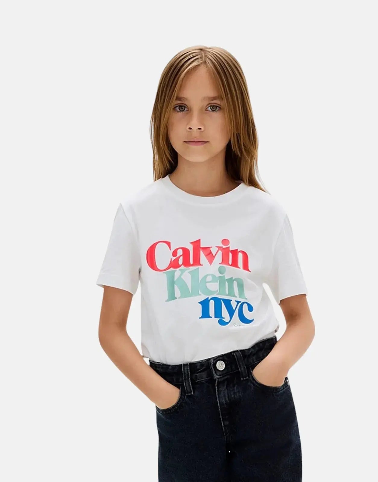Calvin Klein Kids Pearl Signature NYC White T-Shirt Subwear