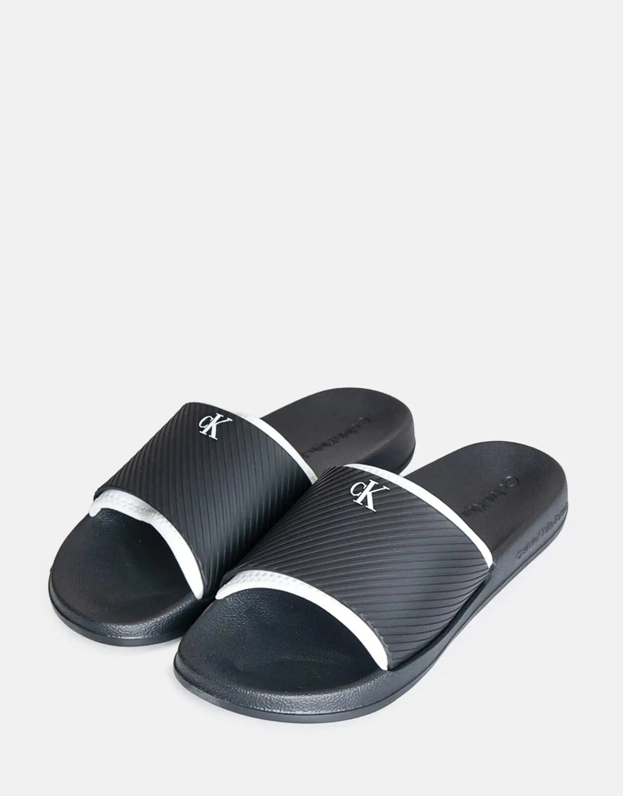 Calvin Klein Neoprene Text Rubber Black/White Slides - Subwear