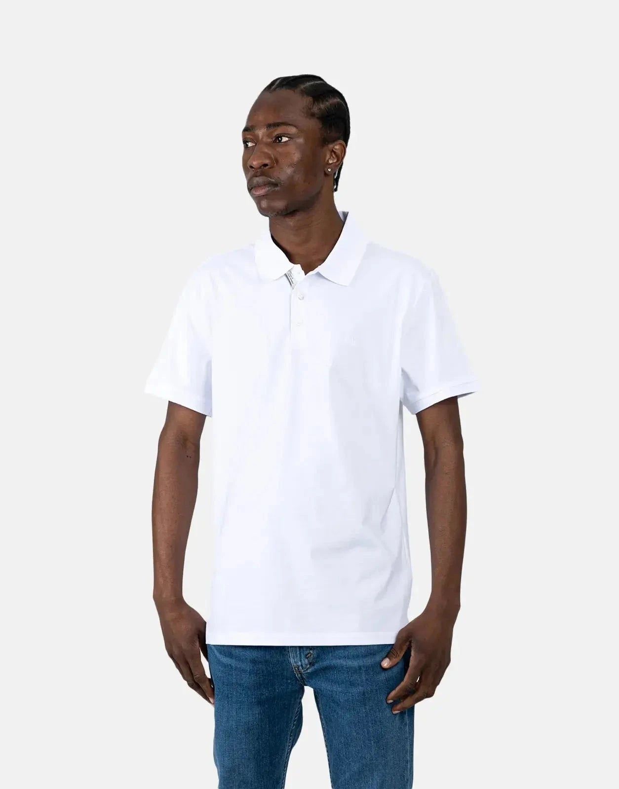 Calvin Klein Smooth Cotton Solid White Polo Shirt - Subwear