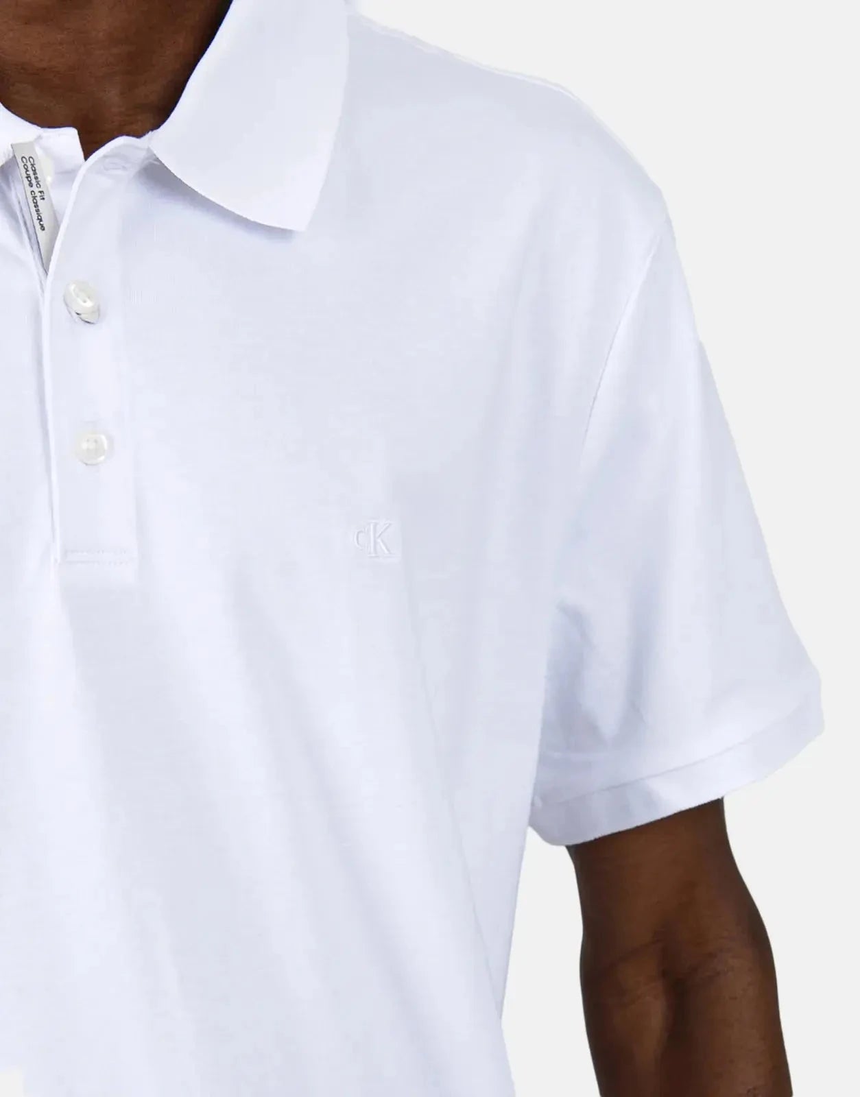 Calvin Klein Smooth Cotton Solid White Polo Shirt - Subwear