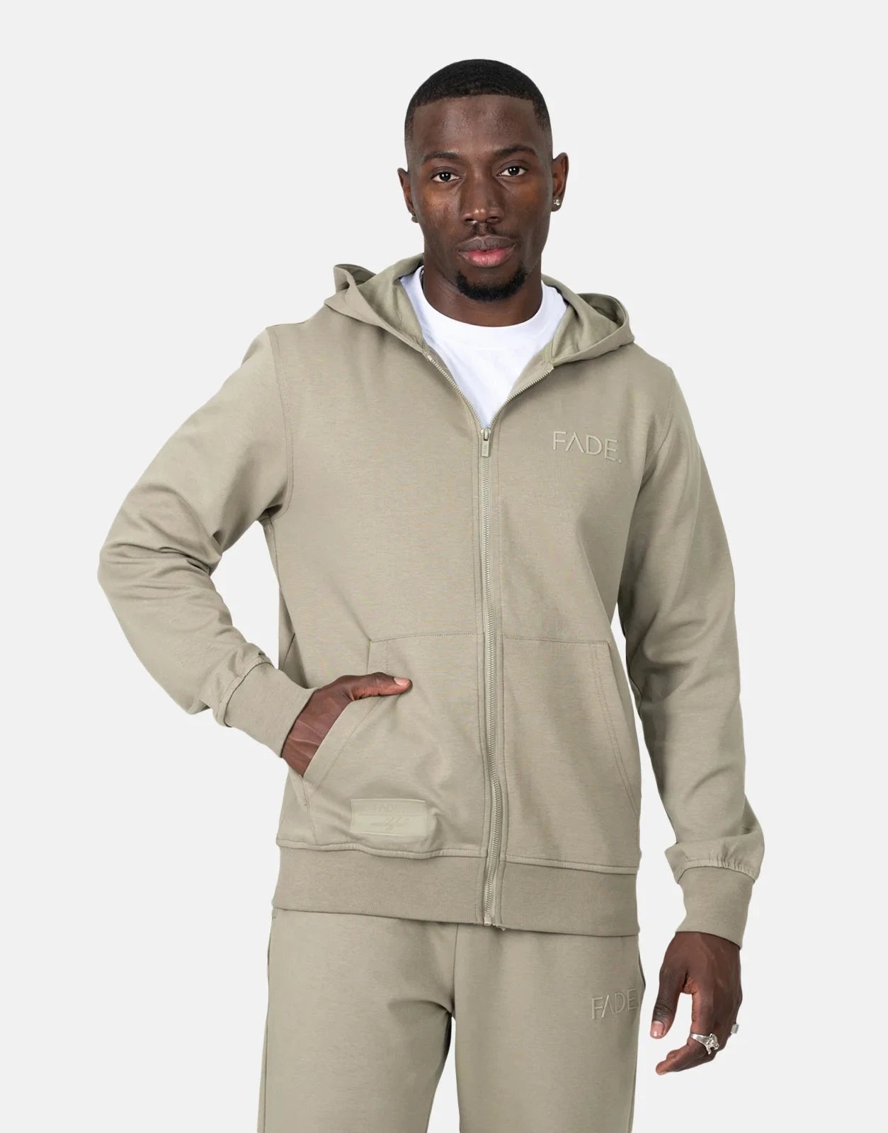 Fade Essential Zip Hooded Taupe Sweatshirt - Subwear
