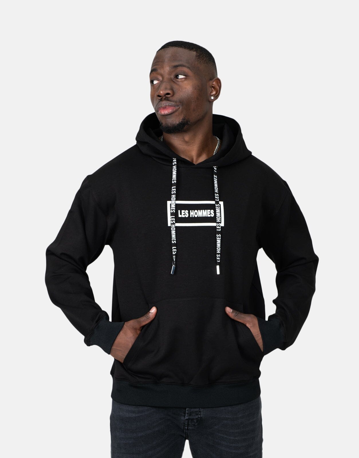 Les Hommes Box Print Black Hoodie - Subwear