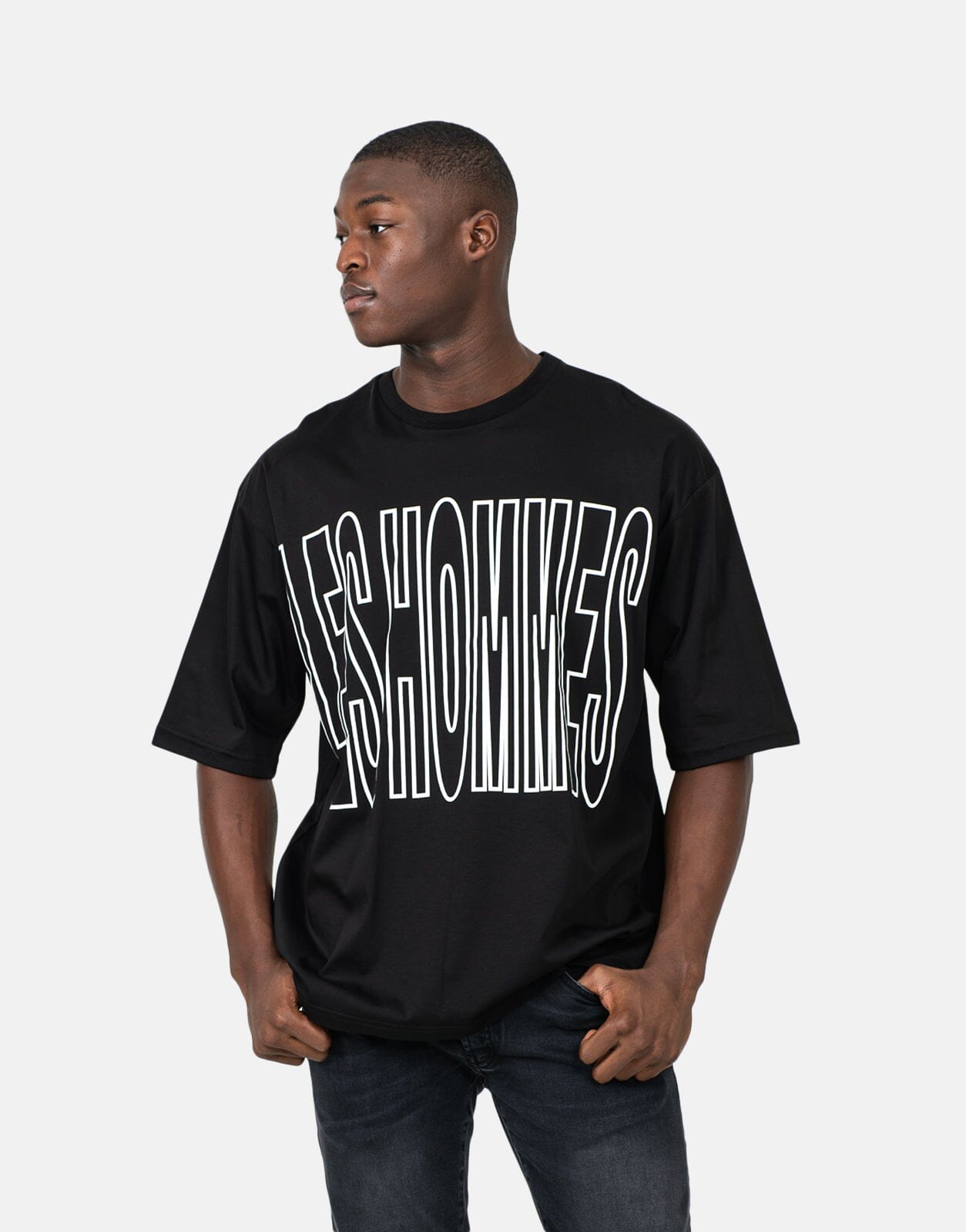 トップス JL Rivet T-Shirt - Black / M Les Hommes Overoutline Black T-Shirt