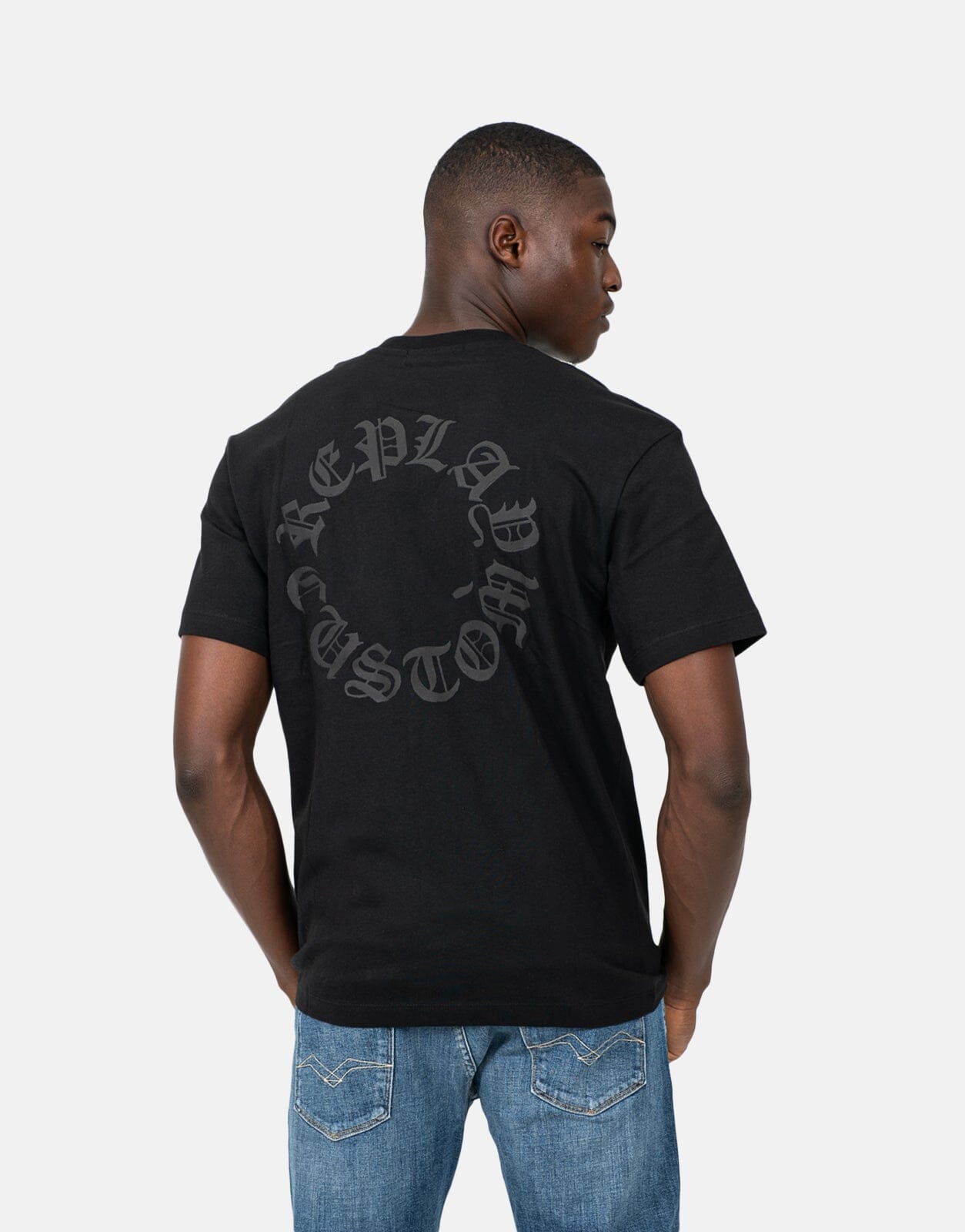 Replay Back Print Black T-Shirt