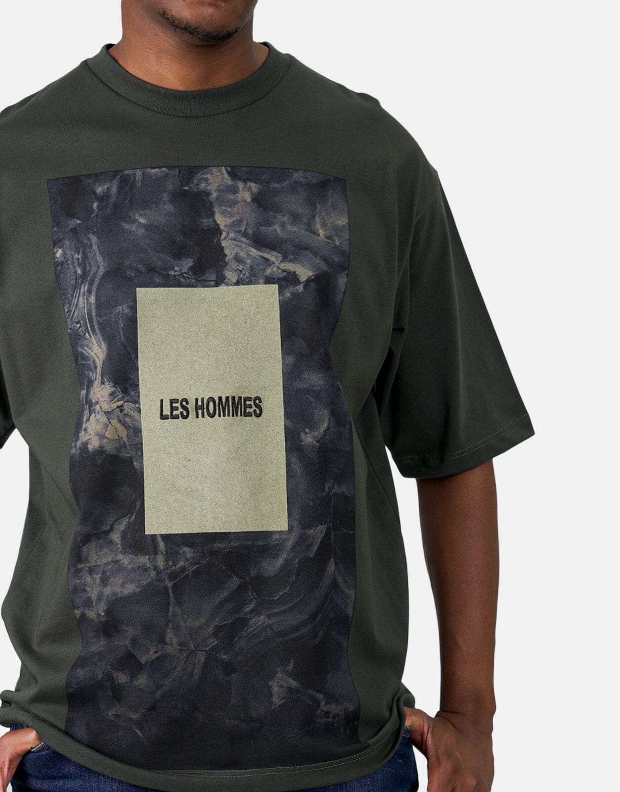 Les Hommes Green Square Mil Green T-Shirt - Subwear