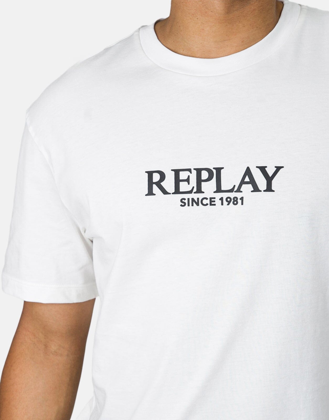 Replay Center Logo Print White T-Shirt - Subwear