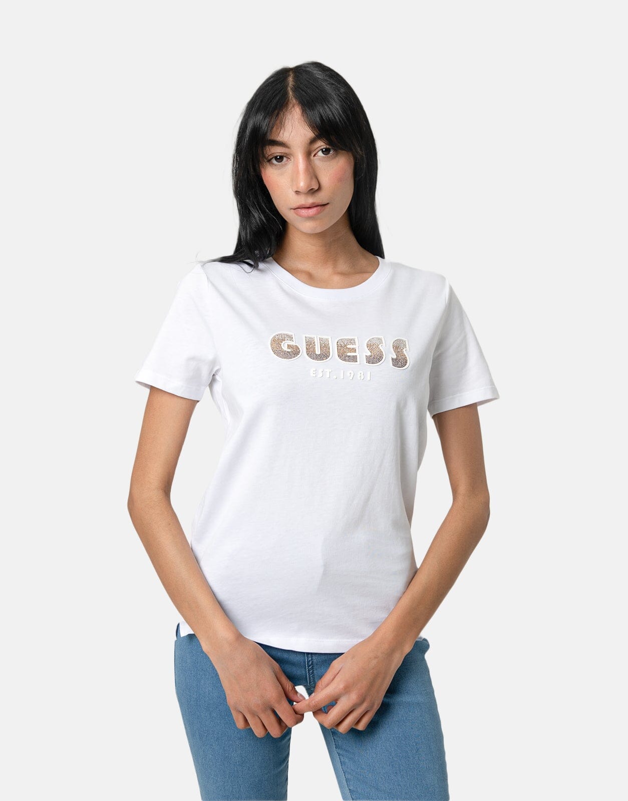 Guess Shaded Logo White T-Shirt - Subwear