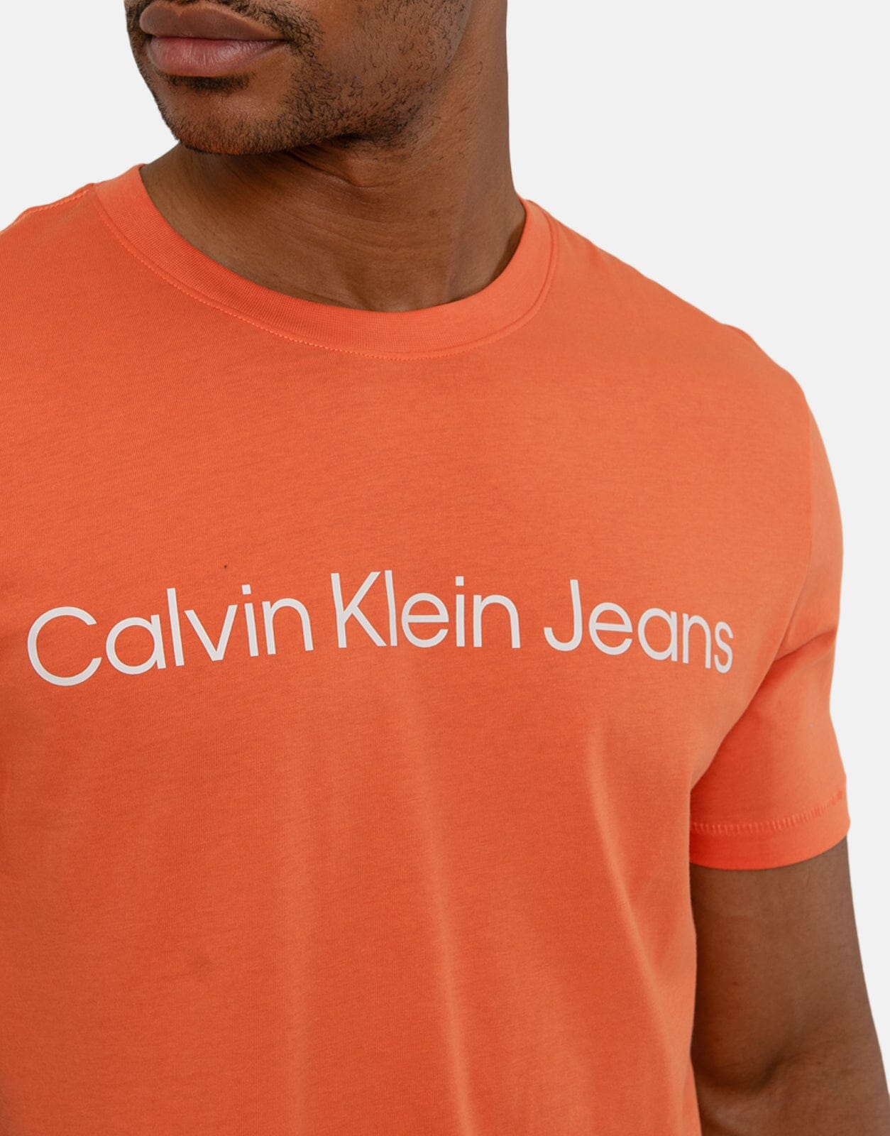 Calvin Klein Institutional Logo Slim Orange T-Shirt - Subwear