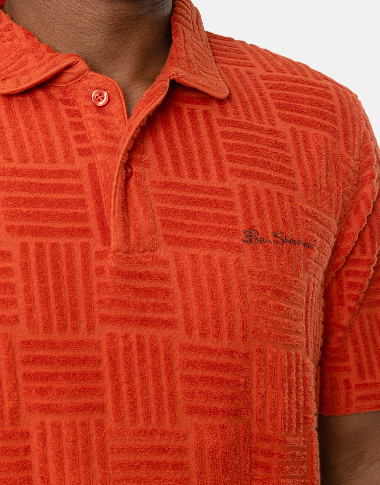 Ben Sherman Textured Terry Mango Polo Shirt - Subwear