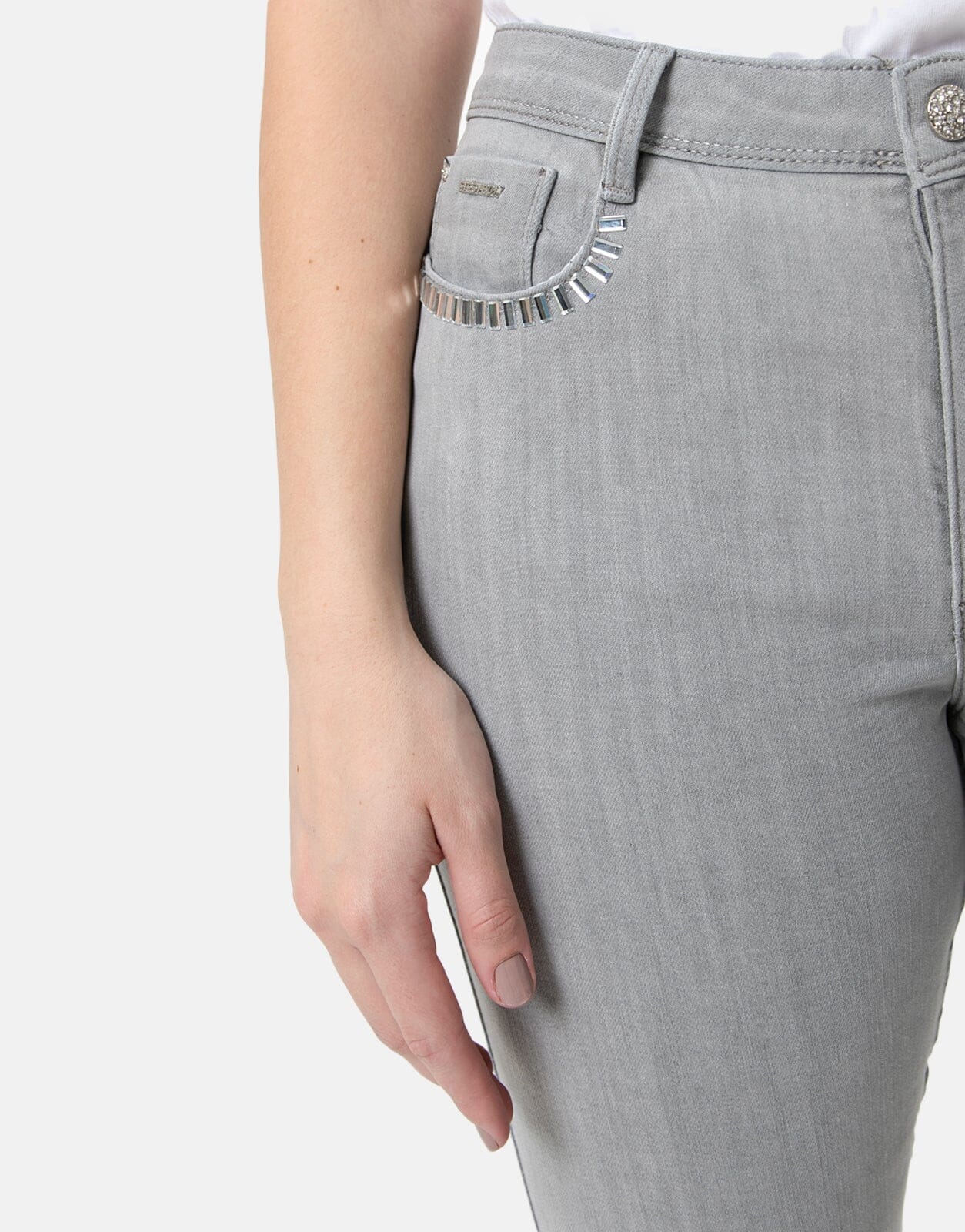 Sissy Boy Axel Mid Waist Pocket Bling Grey Jeans - Subwear