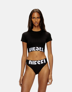 Diesel Uftee Sport Cropped Black Top - Subwear