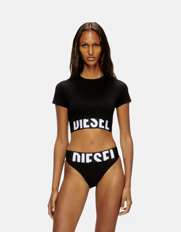 Diesel Uftee Sport Cropped Black Top - Subwear