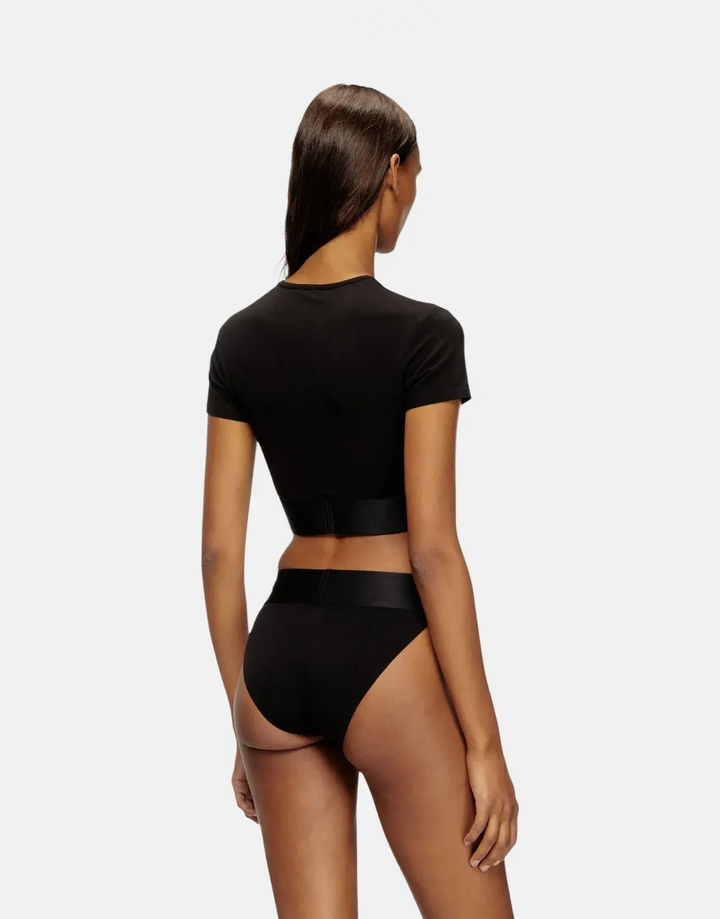 Diesel Uftee Sport Cropped Black Top - Subwear