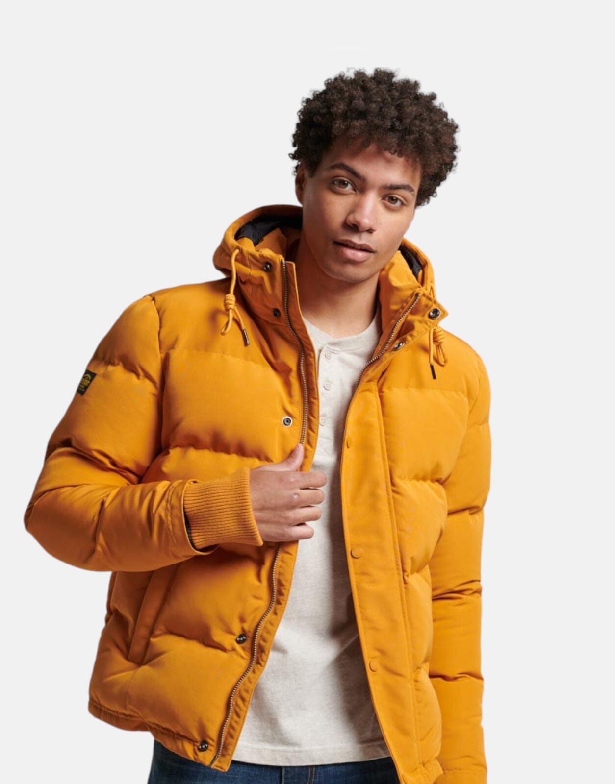 Superdry Everest Short Hooded Puffer Jacket Mustard