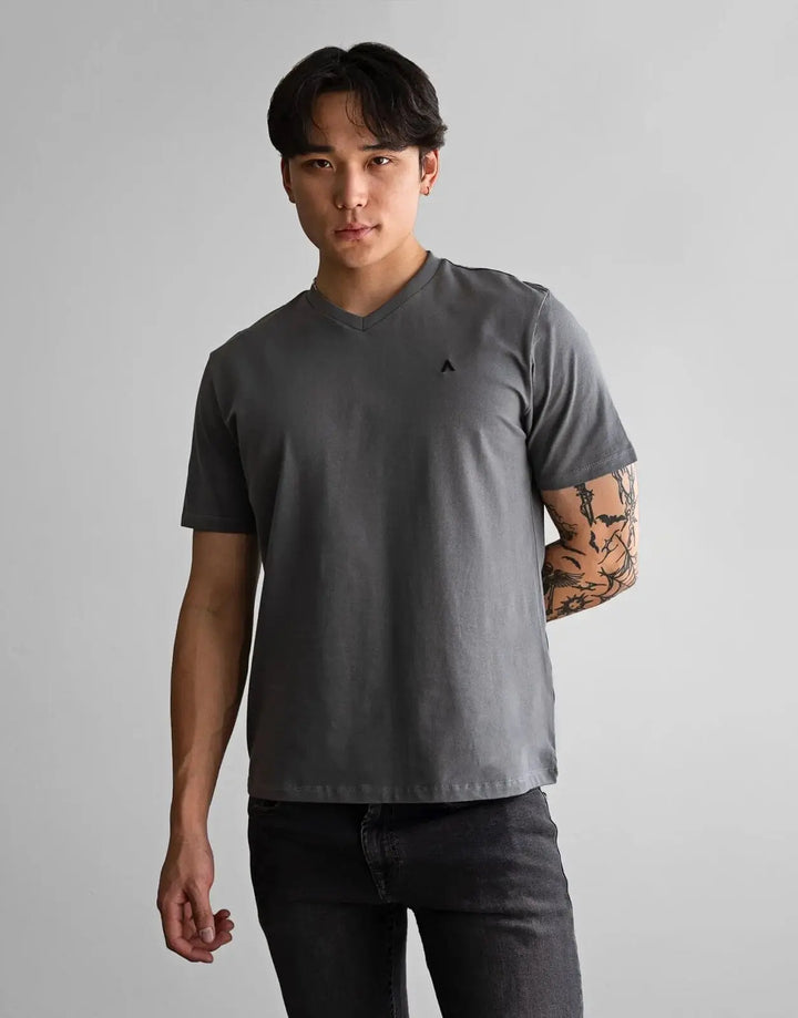 Fade Icon V-Neck Grey T-Shirt - Subwear