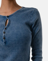 G-Star RAW Deep V Indigo Henley - Subwear