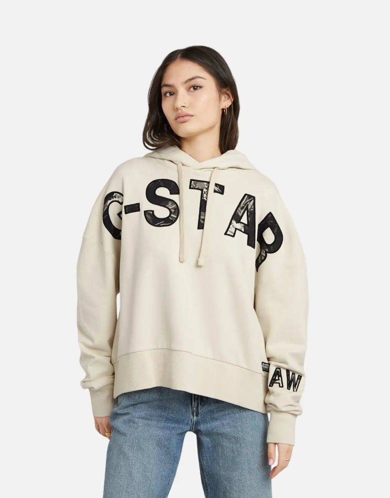 G-Star RAW Embro Print Oversized Hoodie Chalk - Subwear