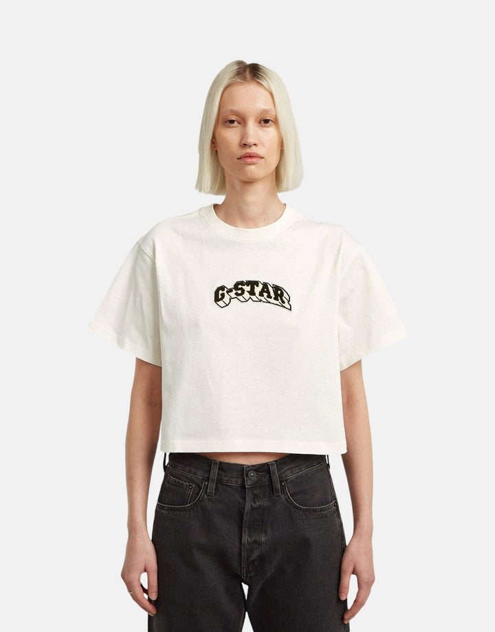 G-Star RAW Felt Logo Boxy Milk T-Shirt - Subwear