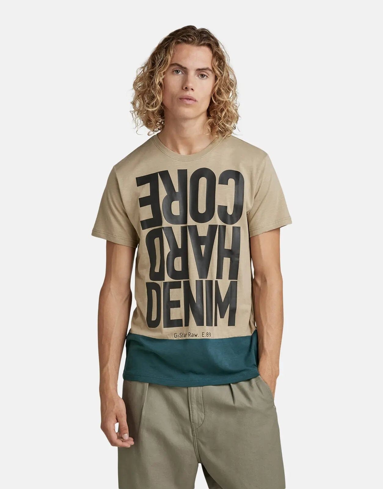G-Star RAW Hard Core Denim Color Block T-Shirt Brown - Subwear