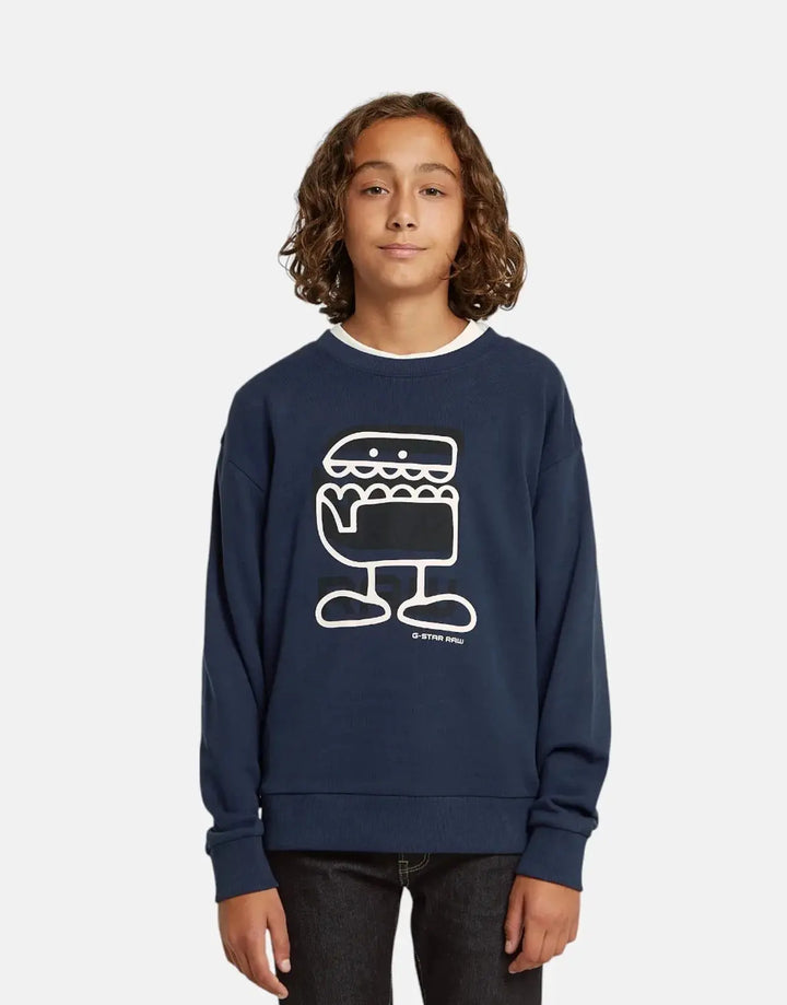 G-Star RAW Kids Comic Sartho Blue Loose Sweater - Subwear