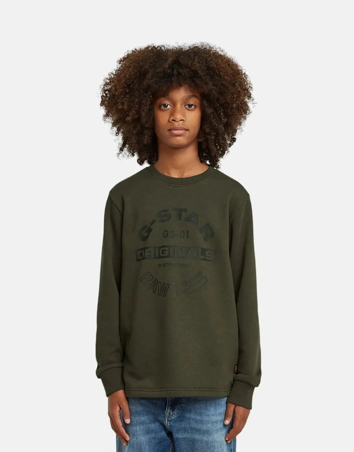 G-Star RAW Kids Crew Unbrushed Grey Sweatshirt - Subwear