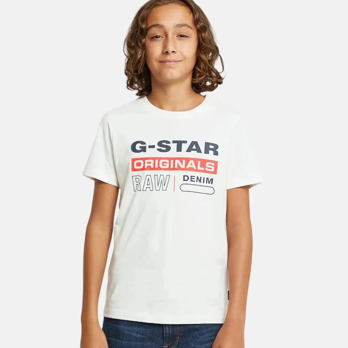 Logo G Star Shirts G-Star RAW Kids Regular Originals Logo White T