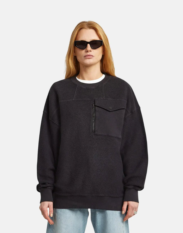 G-Star RAW Multi Pocket Mix Loose Cropped Black Sweater - Subwear