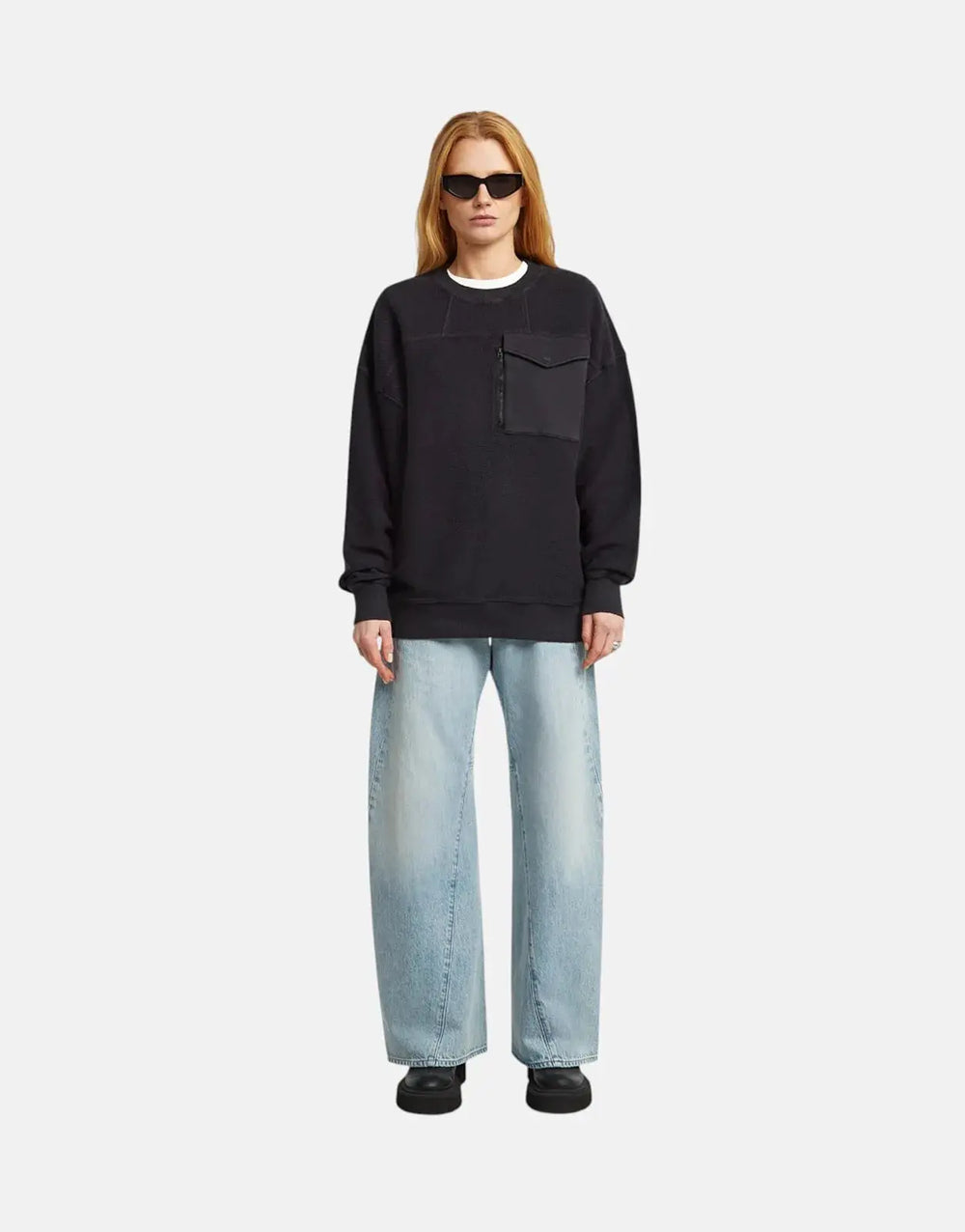 G-Star RAW Multi Pocket Mix Loose Cropped Black Sweater - Subwear