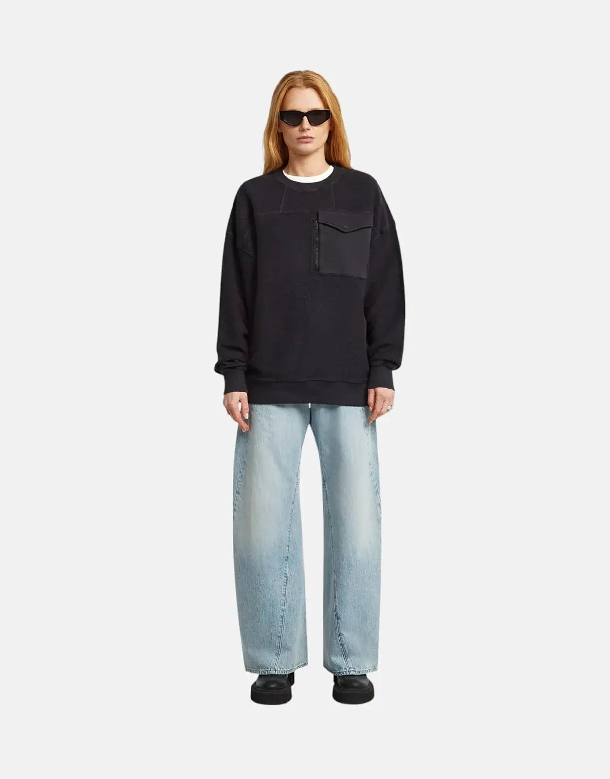 G-Star RAW Multi Pocket Mix Loose Cropped Black Sweater - Subwear