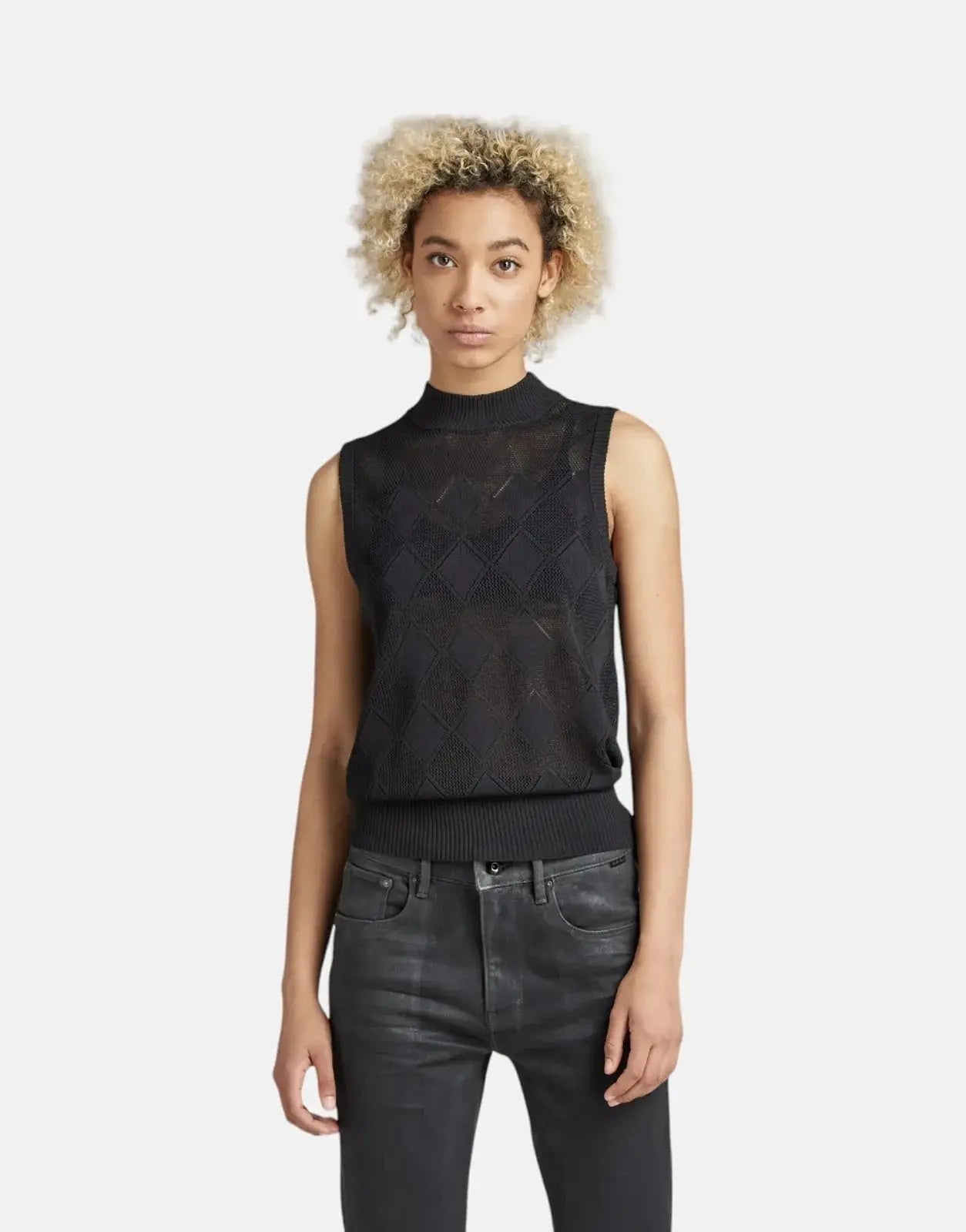 G-Star RAW Pointelle Mock Knitted Caviar Sweater - Subwear