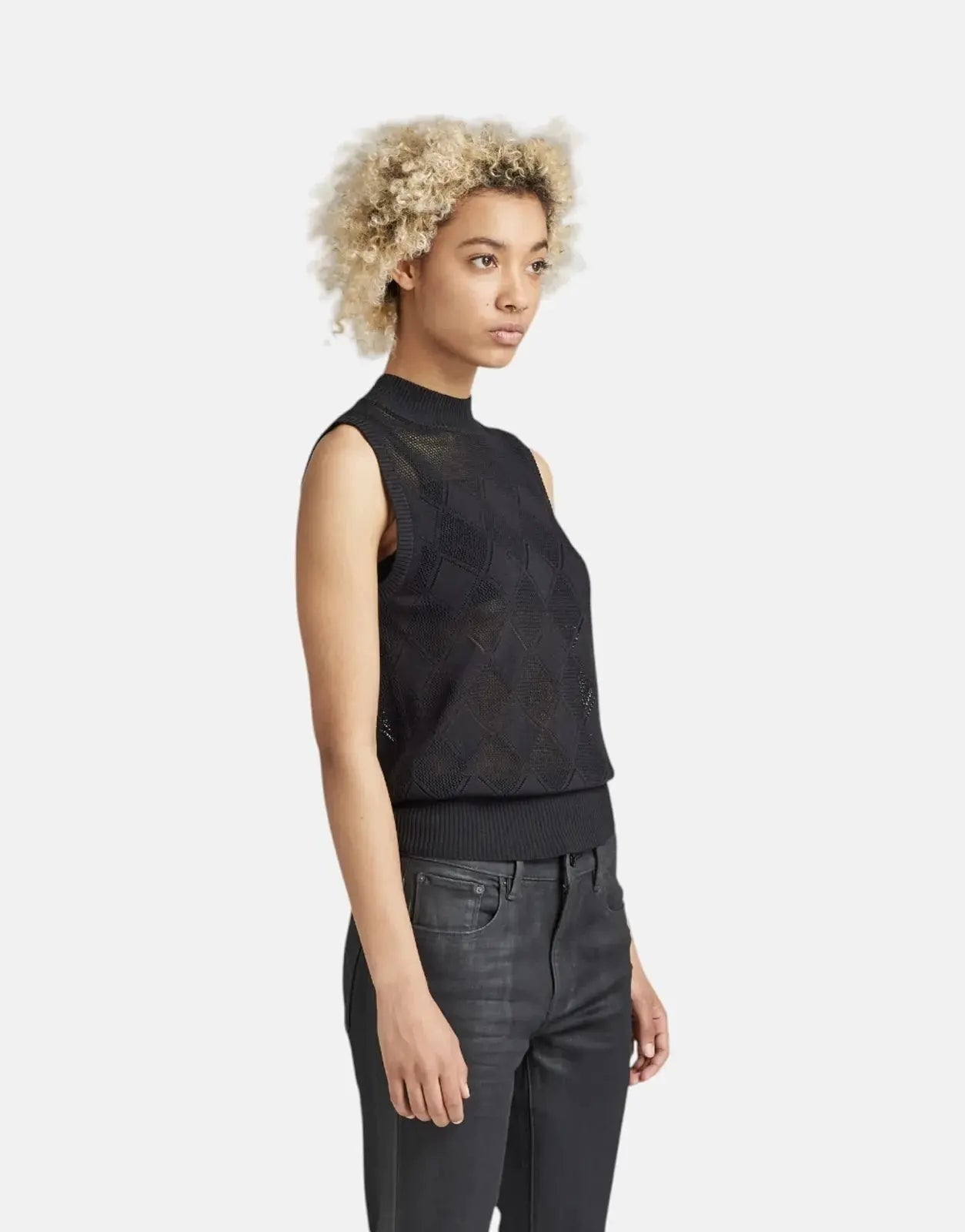 G-Star RAW Pointelle Mock Knitted Caviar Sweater - Subwear