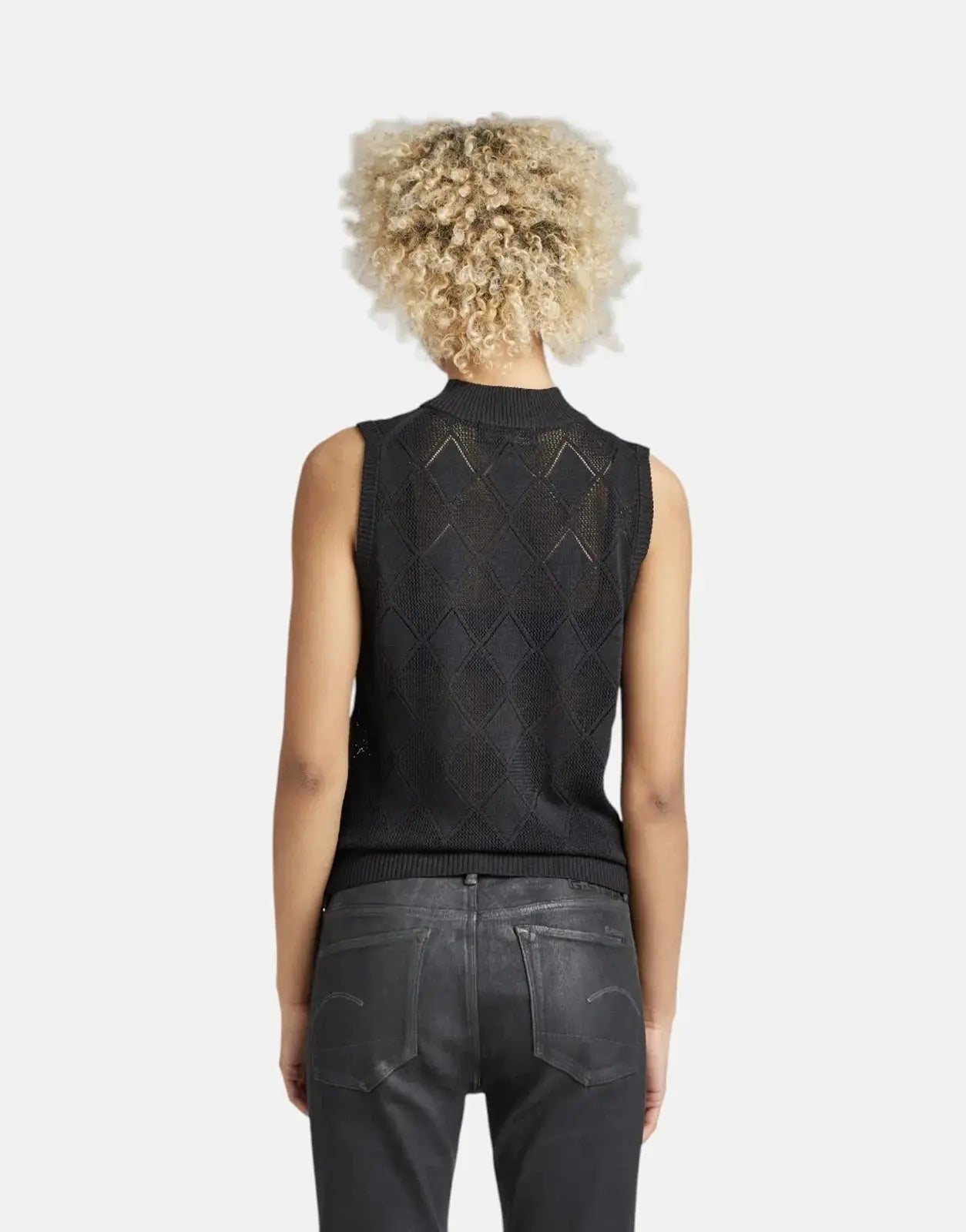 G-Star RAW Pointelle Mock Knitted Caviar Sweater - Subwear