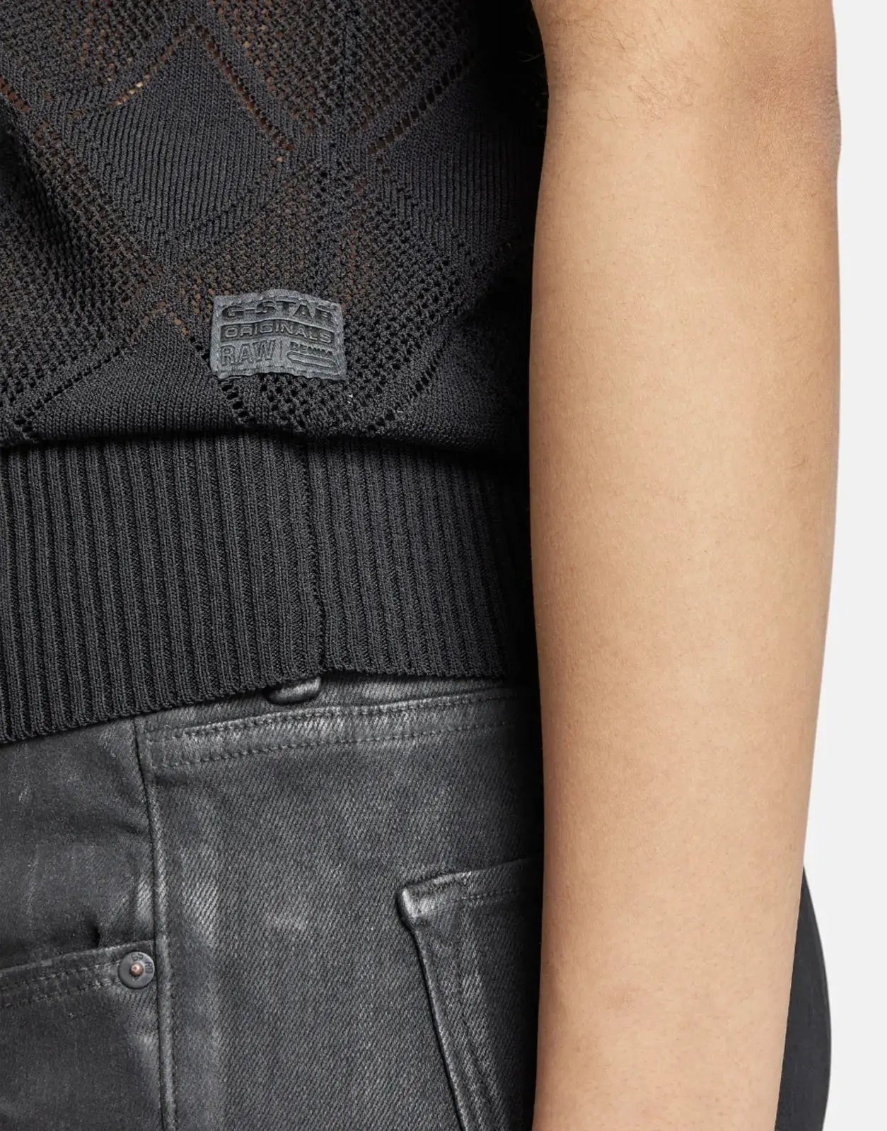 G-Star RAW Pointelle Mock Knitted Caviar Sweater - Subwear