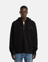 G-Star RAW Script Half Zip Black Hooded Sweatshirt - Subwear
