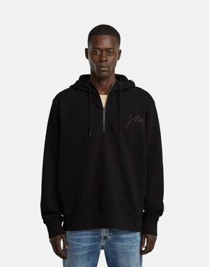 G-Star RAW Script Half Zip Black Hooded Sweatshirt - Subwear