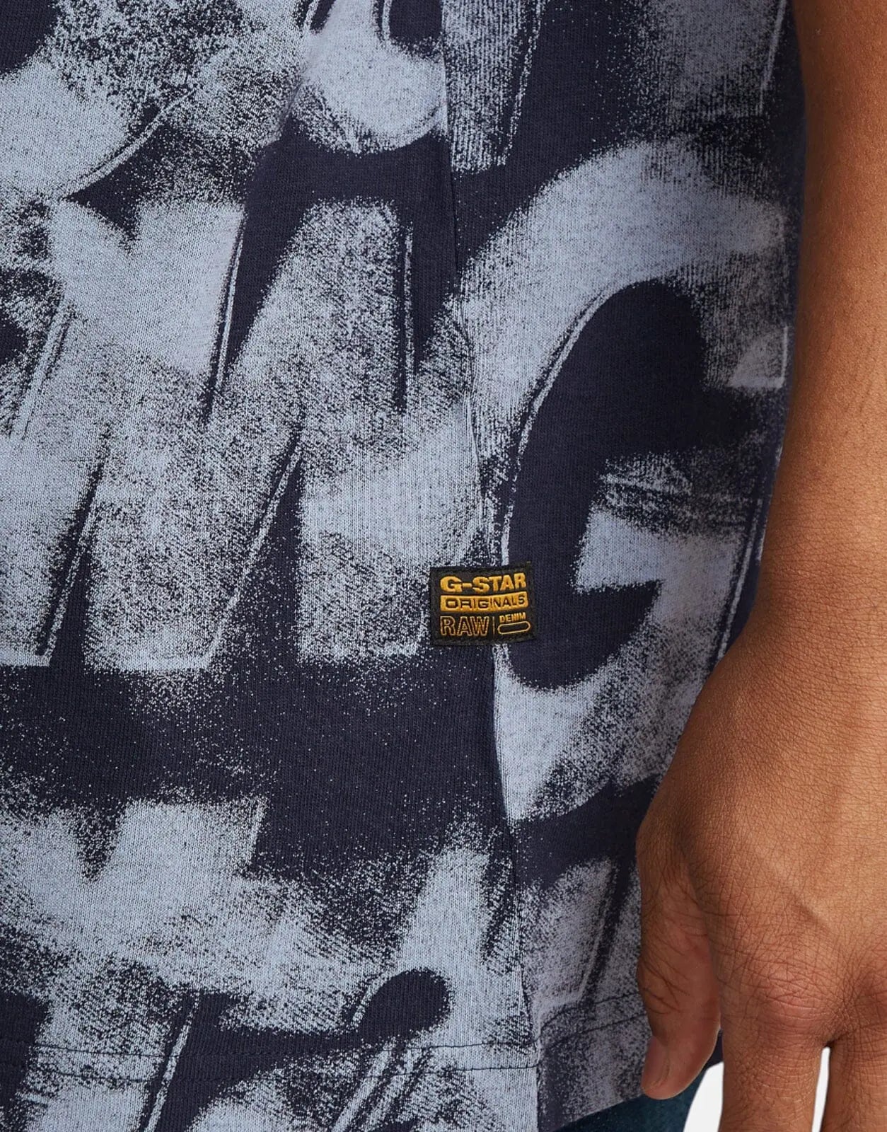 G-Star RAW Sprayed Letters Loose Osaka Blue T-Shirt - Subwear
