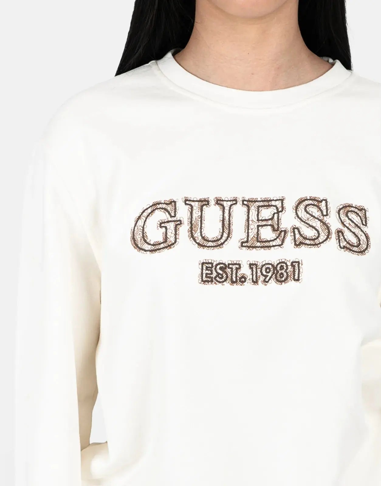 Guess Basic Logo Cream Sweatshirt - Subwear