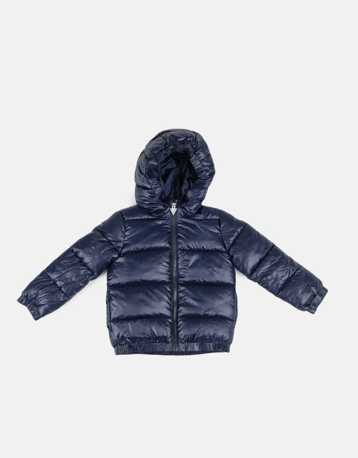 Guess Kids Hooded Puffer Navy Jacket - Subwear