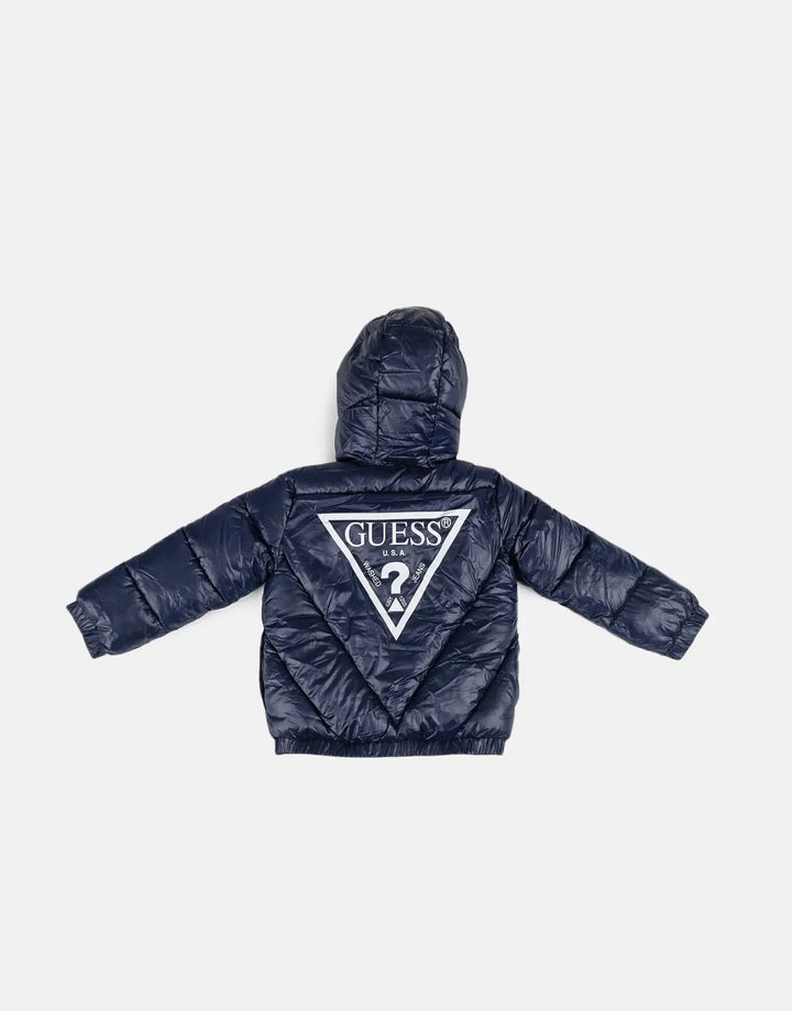 Guess Kids Hooded Puffer Navy Jacket - Subwear