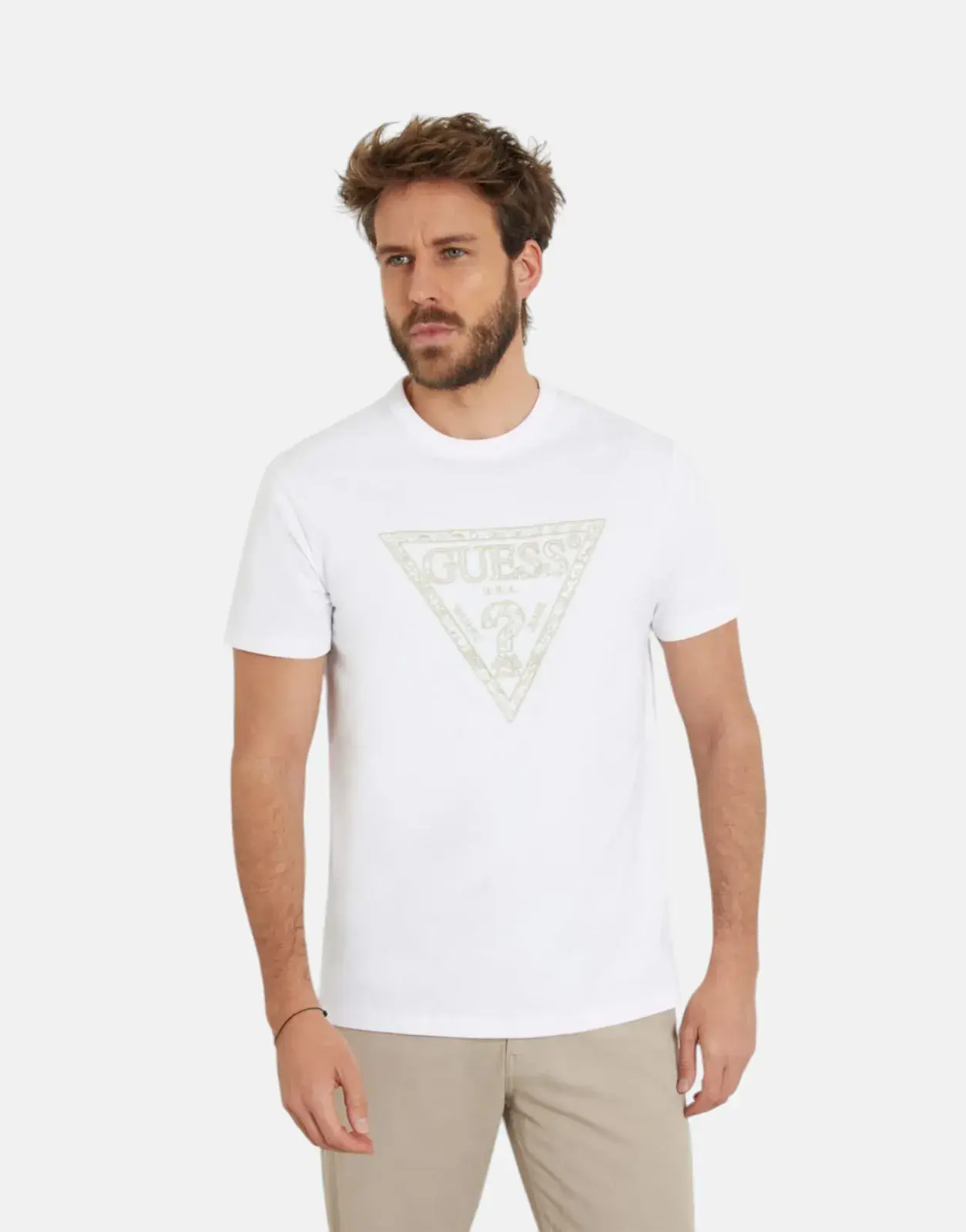 Guess Triangle Embro White T-Shirt - Subwear