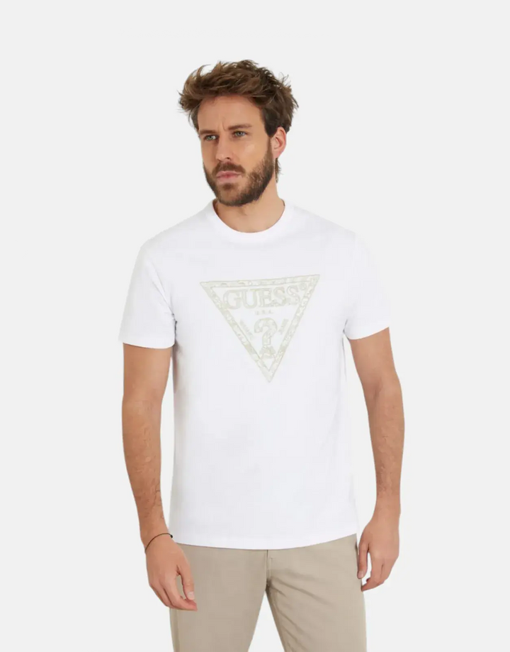 Guess Triangle Embro White T-Shirt - Subwear
