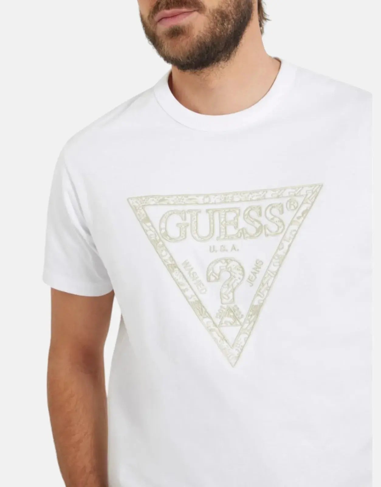 Guess Triangle Embro White T-Shirt - Subwear