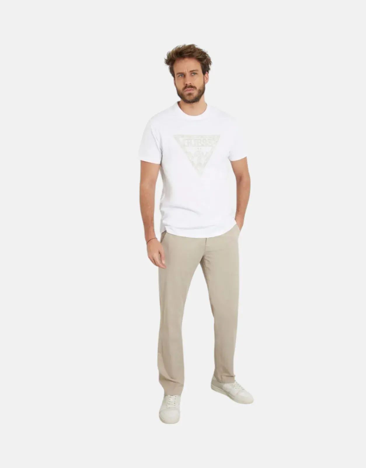 Guess Triangle Embro White T-Shirt - Subwear