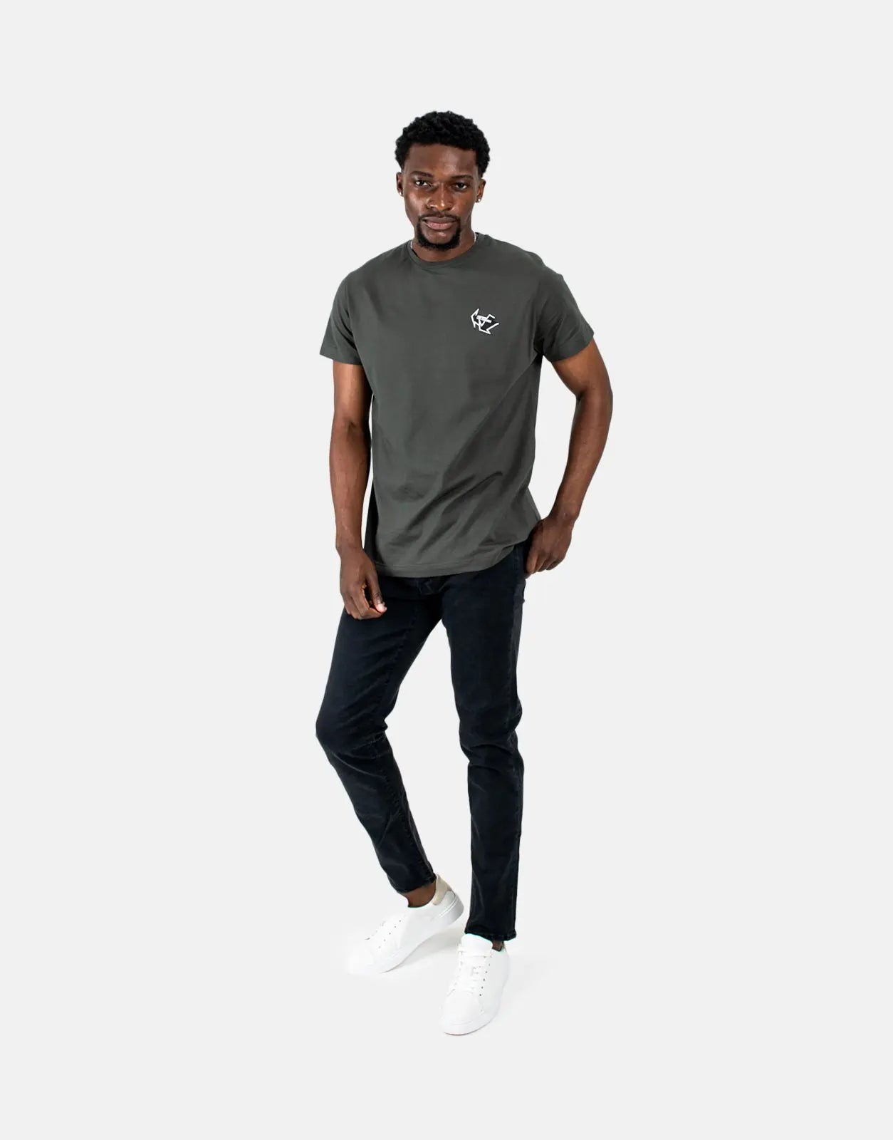 Les Hommes Arrow Back Print Mil Green T-Shirt - Subwear