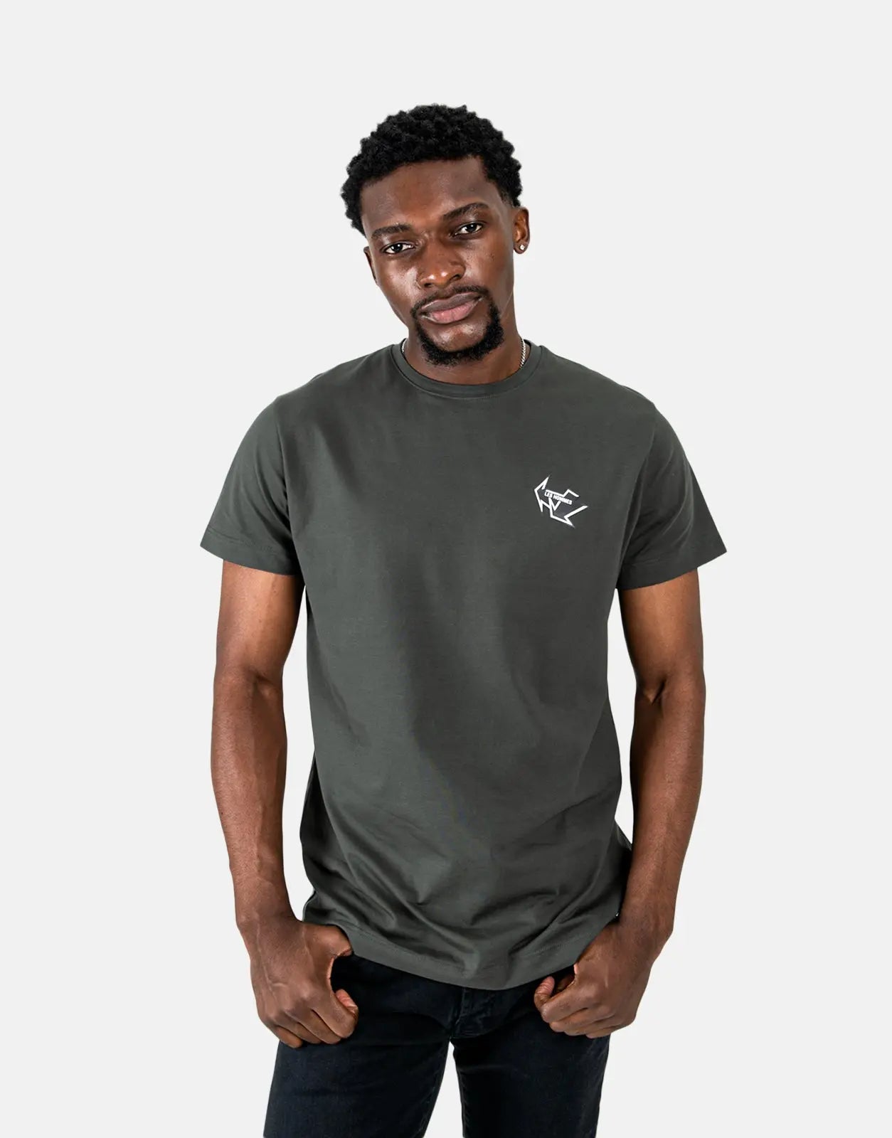 Les Hommes Arrow Back Print Mil Green T-Shirt - Subwear