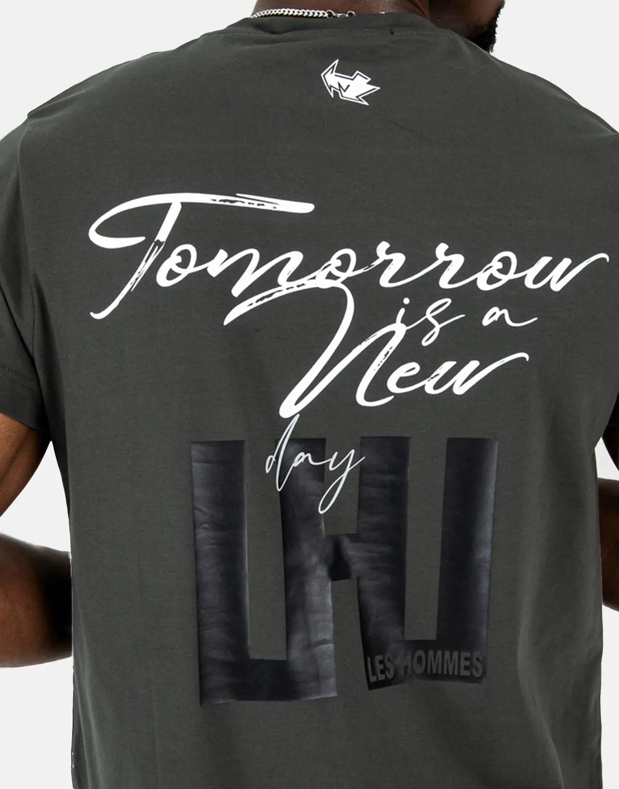 Les Hommes Box Print Mil Green T-Shirt - Subwear