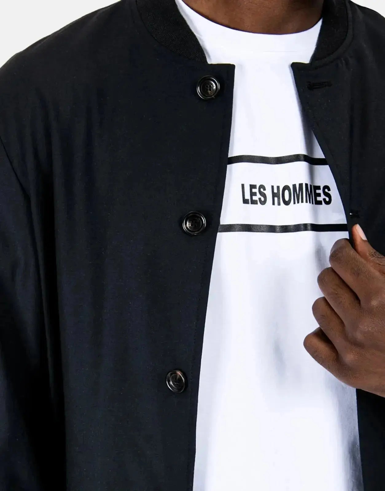 Les Hommes Lightweight Black Bomber Jacket - Subwear