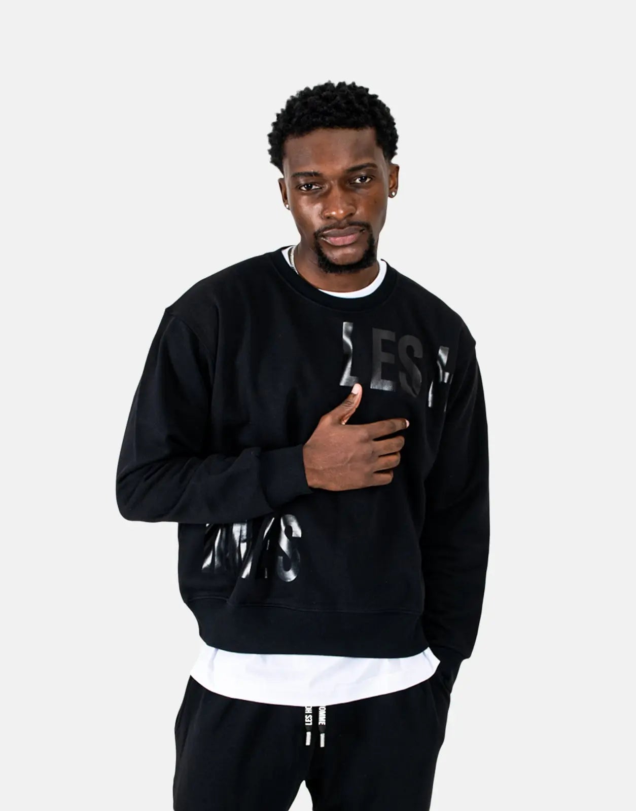 Les Hommes Multi Font Black Sweatshirt - Subwear